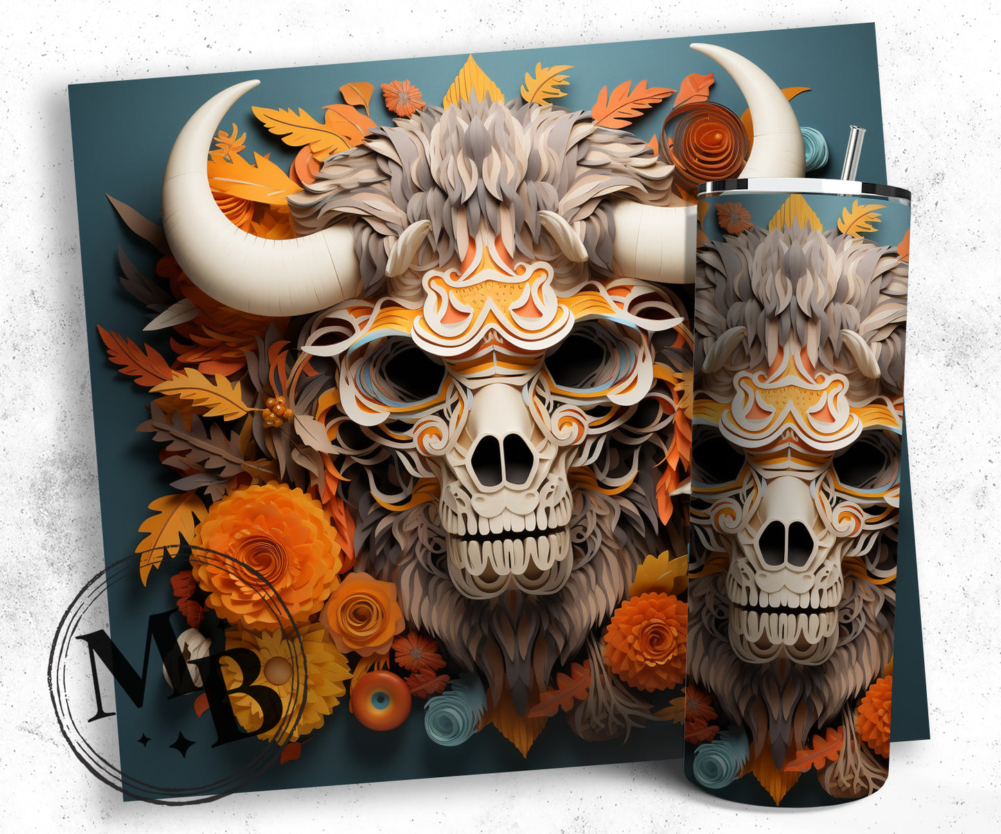 20 oz cow head tumbler
