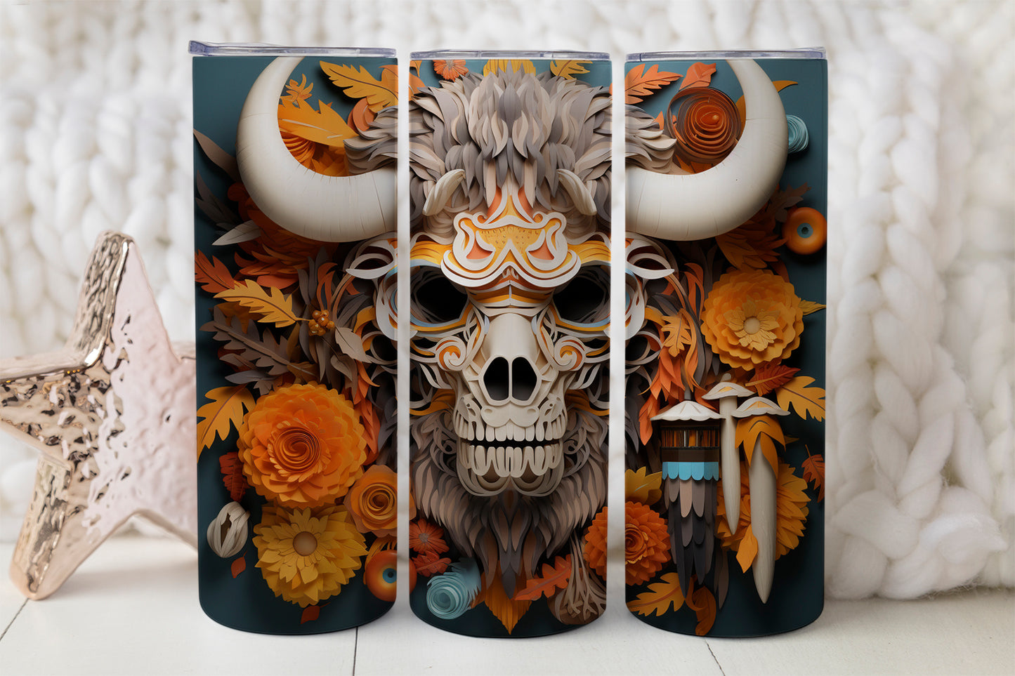 20 oz cow head tumbler